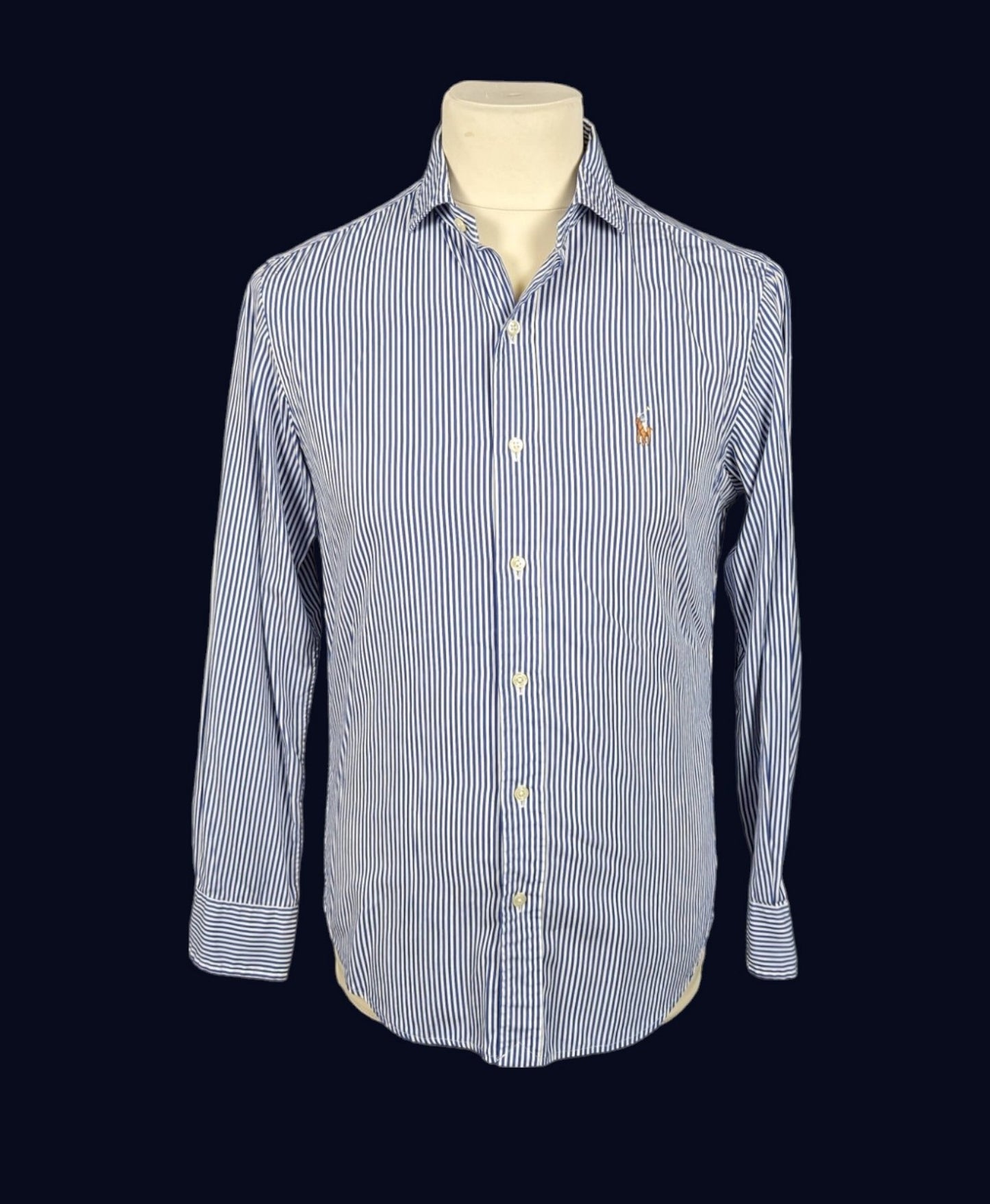 Chemise à rayures vintage manche longue Ralph Lauren (taille S) T111