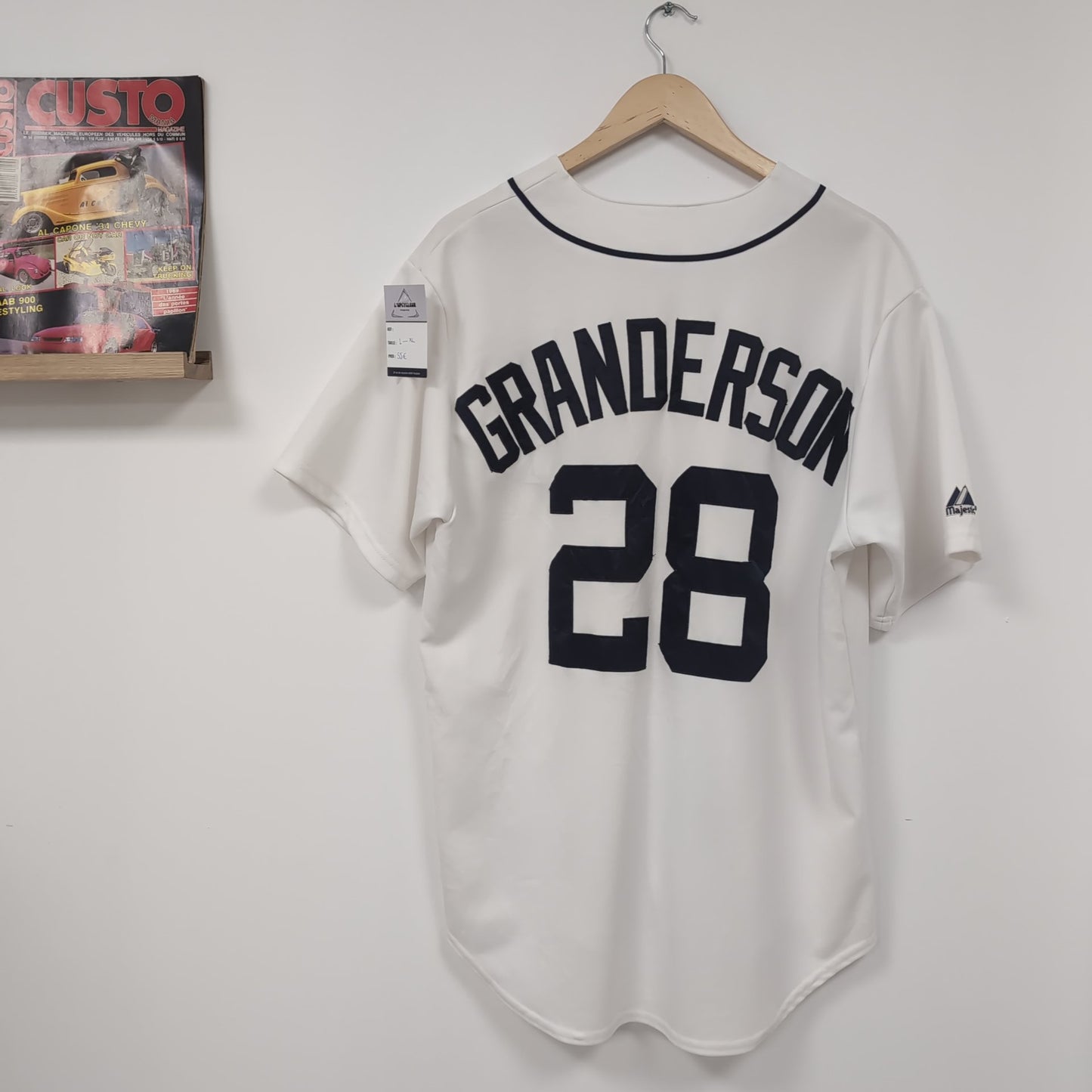 Chemise vintage Majestic MLB Tigers de Detroit Curtis Granderson (taille L-XL) T283
