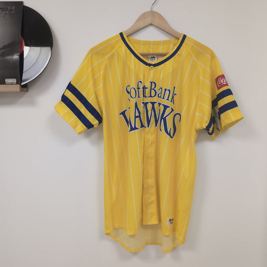 Chemise vintage majestic Fukuoka SoftBank Hawks baseball (taille L) T235